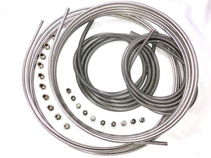 Stainless Steel 3/16" AND 1/4" Brake Line Kit, 16 Foot Coils - Stainless Fittings and Armor Included