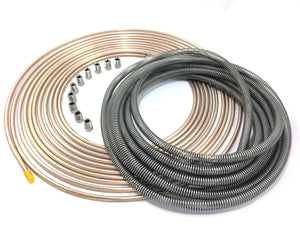 25 Ft. of 3/16" (4.75 mm) Copper Nickel Tubing with Stainless Armor and Stainless Fittings