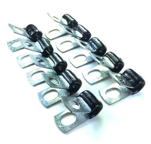 1/4" Brake Line Clip Set. Steel with Rubber Insulation. (Pack of 10)