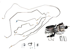 67 - 68 Camaro / Firebird Stainless Brake Line Kit with Chrome Booster Assembly. 1" Bore Master and Adjustable Valve. Includes Stainless Front Line Kit and Front to Rear Line