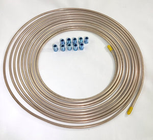25 ft. Copper Nickel 3/16" Brake Line Tubing w/ metric brake Line invert flare fittings. 10 x 1 mm (Pack of 10 fittings)