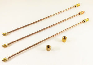 3/16" Copper Nickel Brake Lines. PACK OF 3.  Each pc. Is 10" long with inverted double flares and standard 3/16" tube nuts