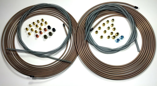 Complete Copper Nickel Brake Line Kit. 1/4 and 3/16 Rolls w Fittings / Armor
