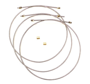 3/16 Inch Stainless Steel Brake Lines with Inverted Double Flared Ends, Fittings & Unions. 32 Inches Long (Pack of 3)