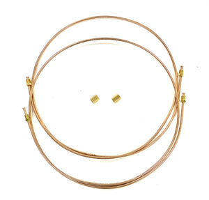 3/16" Copper Nickel Brake Lines. PACK OF 2.  Each pc. Is 60" long with inverted double flares and standard 3/16" tube nuts