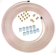 25 ft of 1/4 Cupronickel Brake Line W/ Unions, Clips, Fittings, Tee