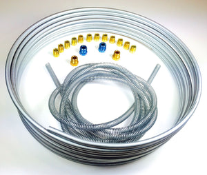 Brake Line Kit - 1/4" Coil / Roll with Fittings and Spring Guard