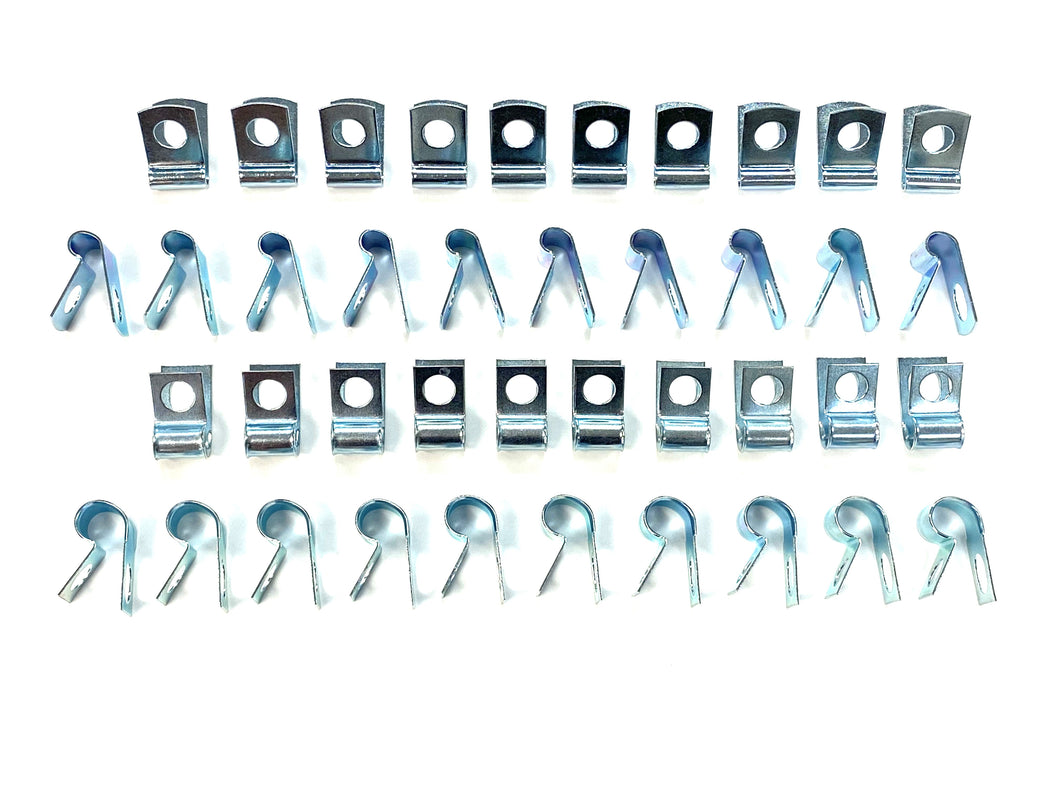 Brake and Fuel Line Clip Assortment, 3/16, 1/4, 5/16 and 3/8 Inch Clips - (10 of each size)