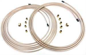 15 Ft Roll of 3/16"(.028" Wall) & 10 Ft Roll of 1/4"(.028" Wall) Copper/ Cupronickel Brake Line Tubing w/ fittings and unions