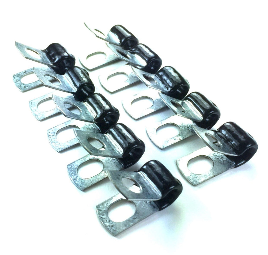 Brake Line Clip Set. Pack of 10. Steel with Rubber Insulation