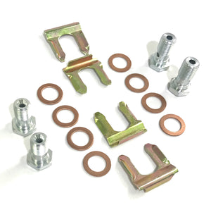 10 mm and 7/16" Banjo Bolt and Copper Crush Washer Kit. Flex Hose Clips Included