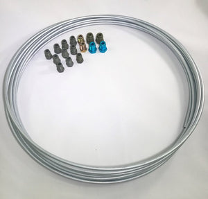 25 ft. Zinc Plated 3/16" Brake Line Tubing w/ metric brake line  ISO/Bubble Flare fittings . (Pack of 16  fittings)