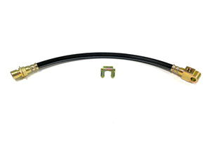 Universal Rear Rubber Brake Hose, 14" Long with mouting block & clip
