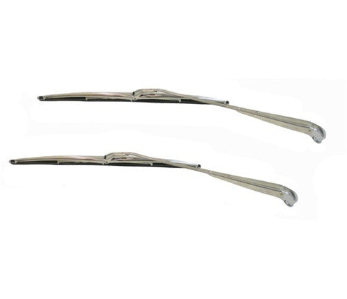 1964-1969 Windshield Wiper Arms and Blades Kit - Stainless Steel - Convertible