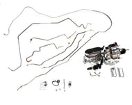 69 - 74 Nova Stainless Brake Line Kit with Chrome Booster Assembly. 1" Bore Master and Adjustable Valve. Includes Stainless Front Line Kit and Front to Rear Line